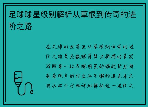 足球球星级别解析从草根到传奇的进阶之路